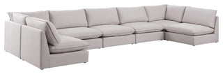 Mackenzie Linen Textured Fabric 7-Piece Modular U-Shaped Sectional, Beige
