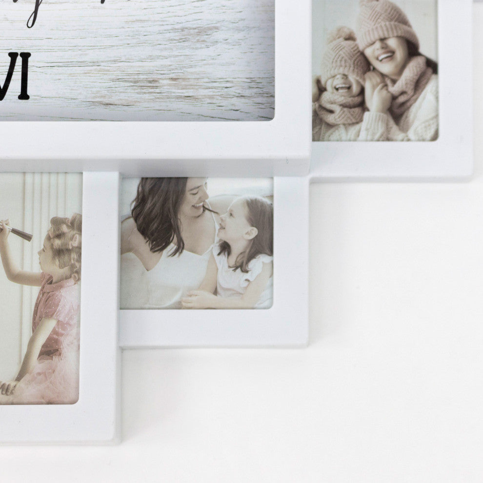 White Farmhouse Shabby-Chic "Memories" Picture Frame Collage Wall Clock