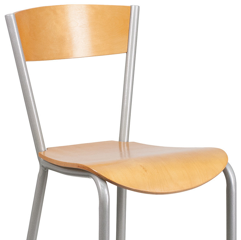 Silver Open Stool-Nat Seat
