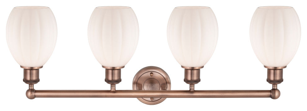 Eaton 4-Light 33" Bath Vanity Light, Antique Copper Finish, Matte White Shade