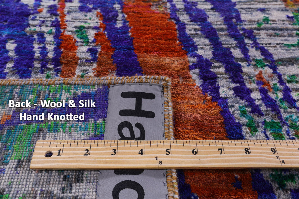 Abstract Hand Knotted Wool & Silk Rug 9' 0" X 12' 4" - Q15814