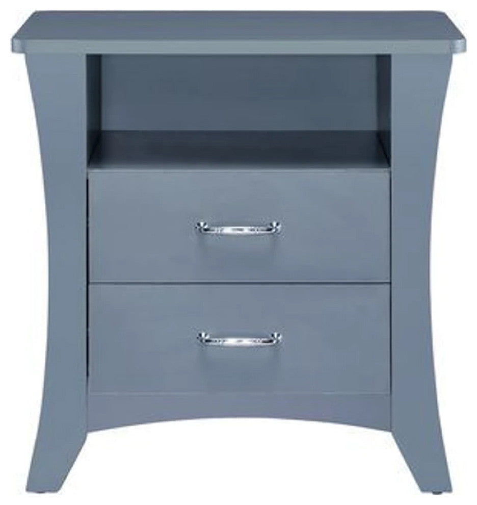 Benzara BM269583 Accent Table With 2 Drawers and Open Compartment, Gray