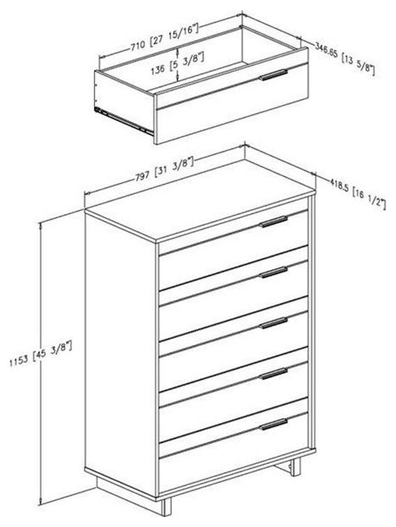 South Shore Fynn Chest in Gray Oak