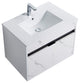Alpine Wall Mount Bathroom Vanity and Sink, White Marble, 30"