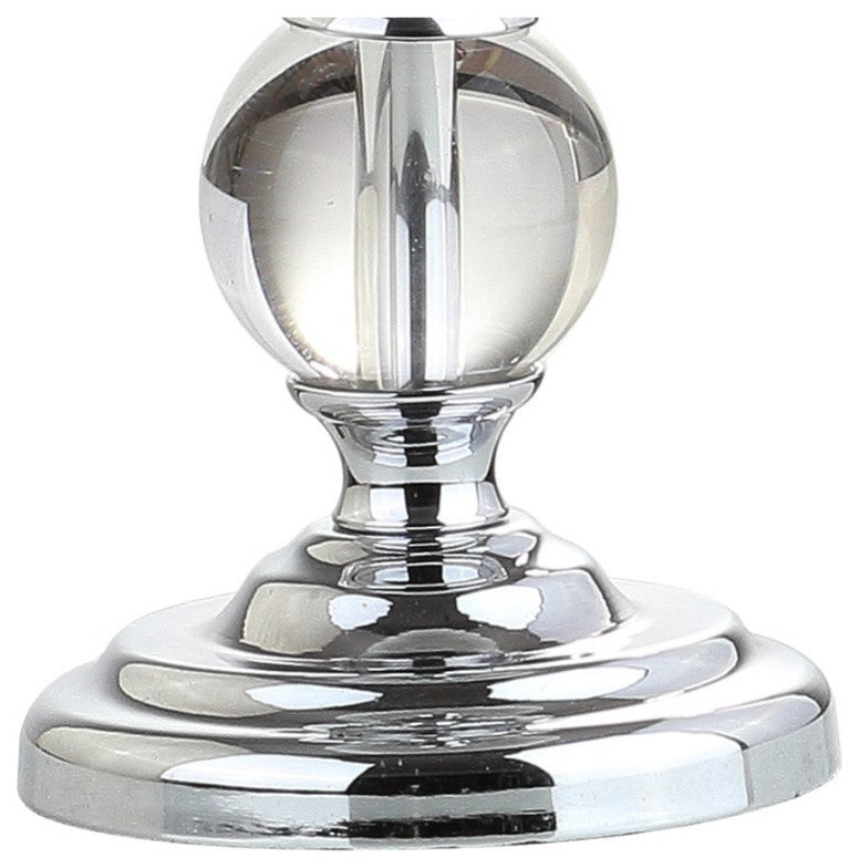 Elizabeth 33" Crystal and Metal Table Lamp, Clear and Chrome, Set of 2