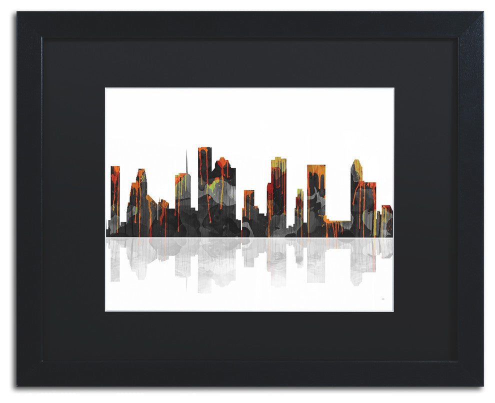 'Houston, Texas Skyline' Matted Framed Canvas Art by Marlene Watson