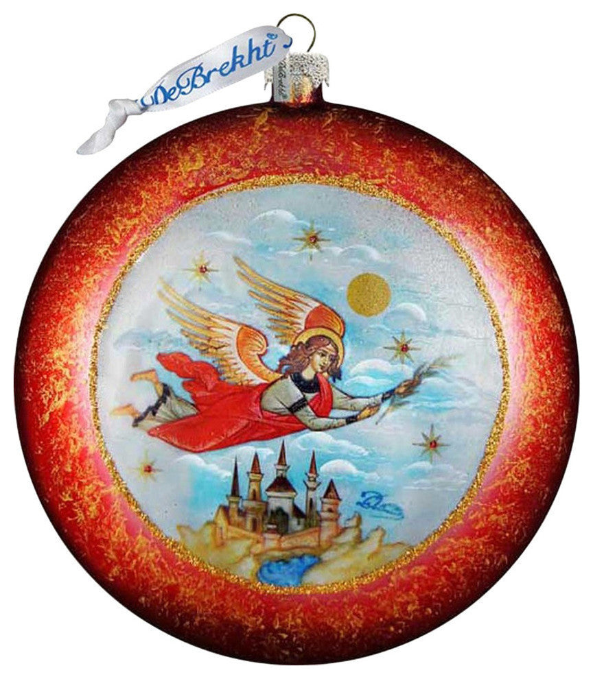 Hand Painted Limited Edition Guardian Angel Glass Scenic Ornament