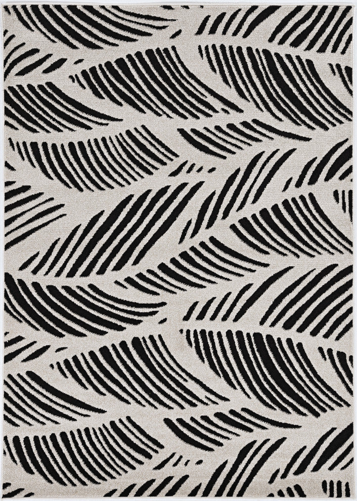 KAS Lucia 2770 Black/White Folia Area Rug, 7'7"x10'10"