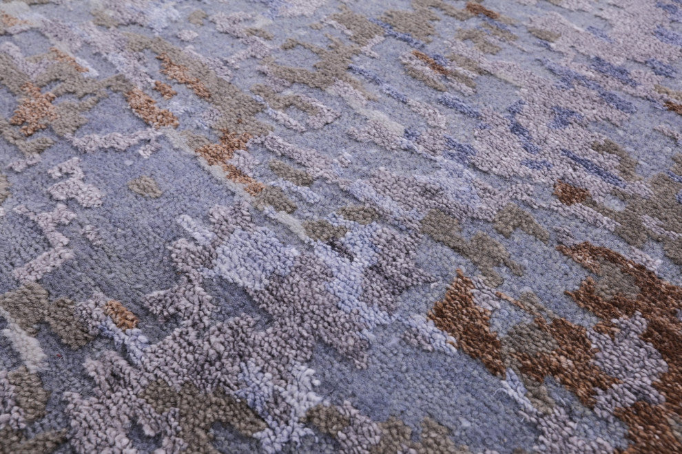 9' 0" X 12' 2" Hand Knotted Wool and Silk Modern Rug Q7239