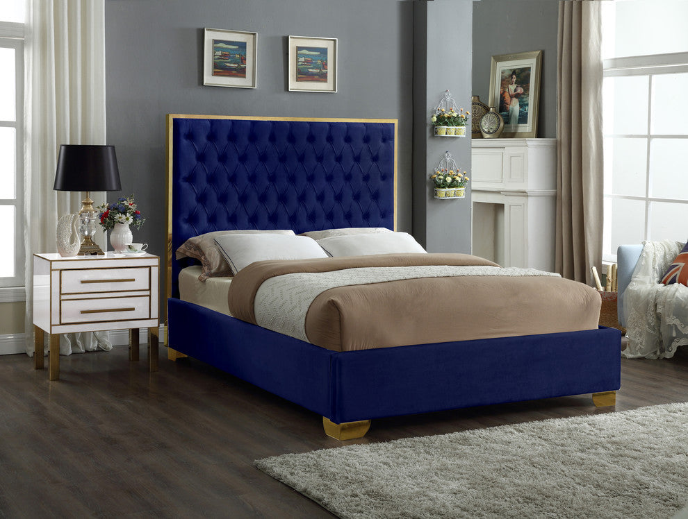 Lana Velvet Bed, Navy, Queen