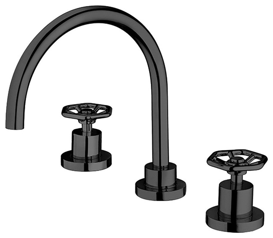 LaToscana Lucia Bathroom Faucet with Wheel Handles, Matt Black, 8" Widespread
