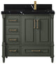 Aberdeen 36 Right Offset Bath Vanity in Pewter Green 2" Calacatta Black
