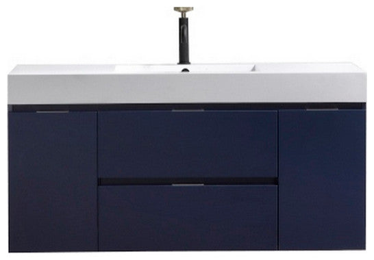 Bliss 48" Wall Mount Bathroom Vanity, Blue