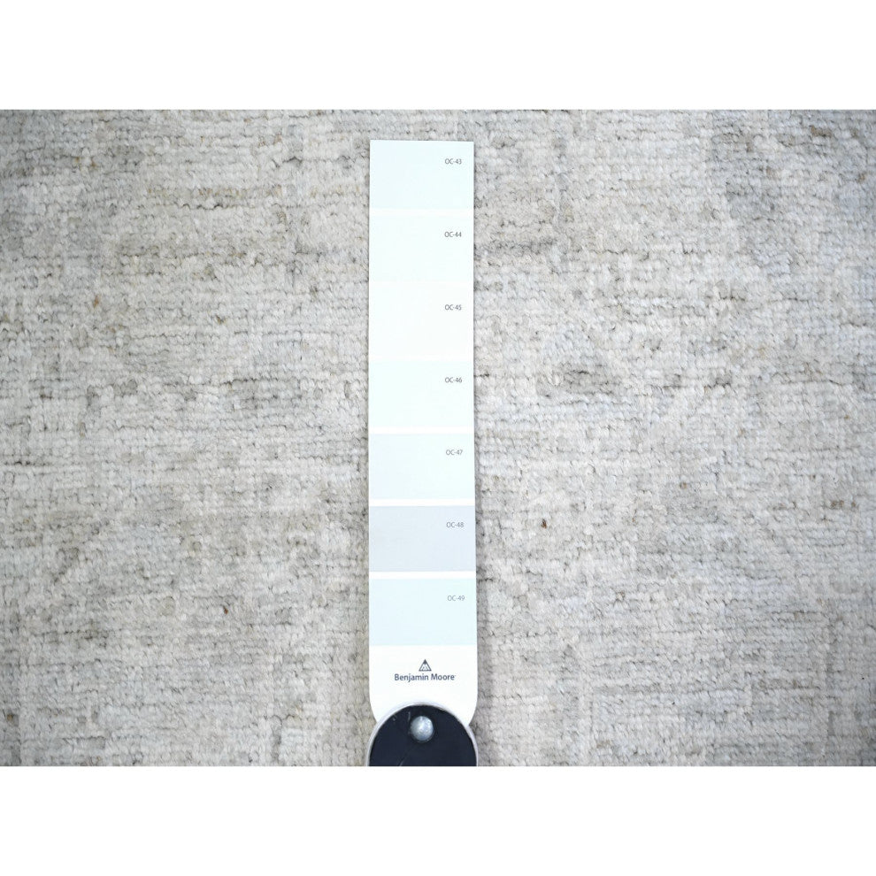 White Wash Peshawar Soft Wool Hand Knotted Runner Oriental Rug, 2'8"x11'