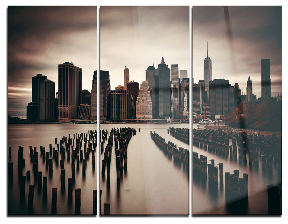 "Manhattan Financial District" Photo Metal Wall Art, 3 Panels, 36"x28"