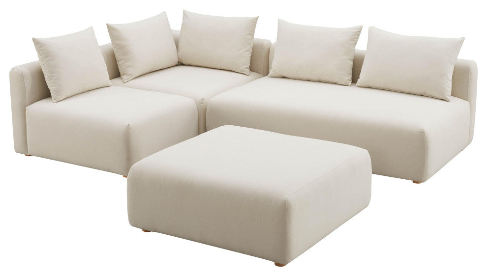 Hangover Cream Linen 4-Piece Modular Chaise Sectional - Cream