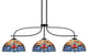 Cavella 3 Light Island Light, Matte Black Finish, 12" Sierra Art Glass