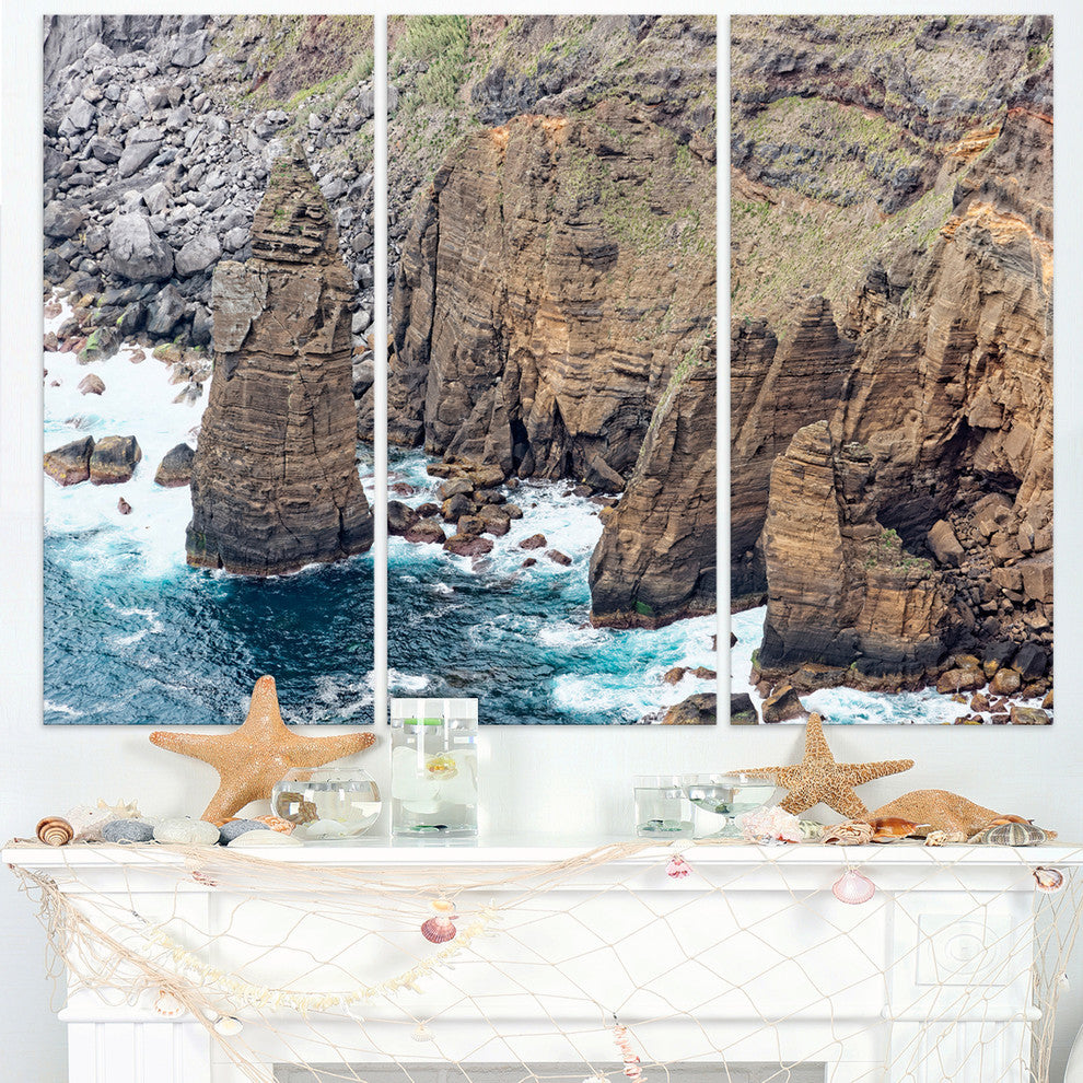 "Heave Rocks in Azores Beach" Metal Wall Art, 3 Panels, 36"x28"