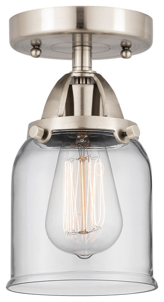 Small Bell Semi-Flush Mount, Brushed Satin Nickel, Clear, Clear