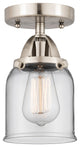 Small Bell Semi-Flush Mount, Brushed Satin Nickel, Clear, Clear