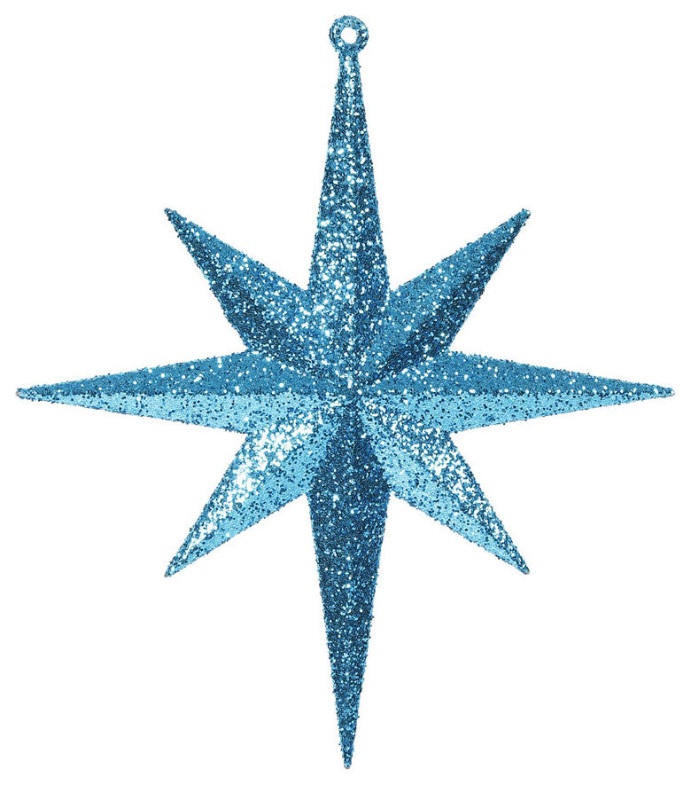 Vickerman 8" Plastic Iridescent Glitter Bethlehem Star, Turquoise