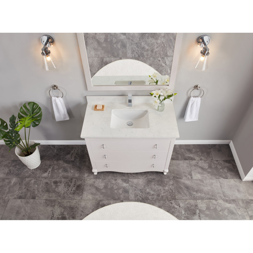 Legion Furniture WS2512 Series Bathroom Sink Vanity, Dreamy White, 42", Artificial Stone Top, Single Sink