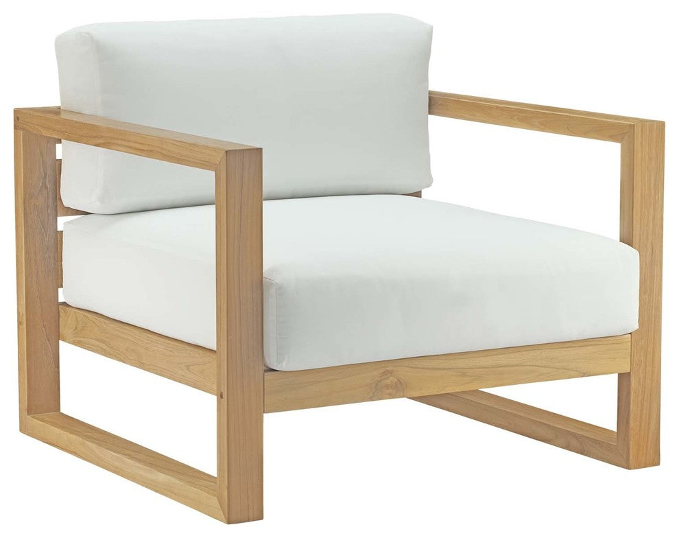 Natural White Upland Outdoor Patio Teak Armchair