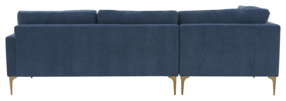 Serena Blue Velvet Left Arm Facing Chaise Sectional