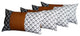 Set Of 4 Black And White Reverse With Faux Leather Lumbar Pillow Covers