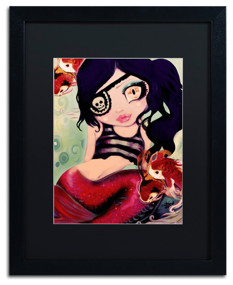 Natasha Wescoat 'Mermaid Pirate' Art, Black Frame, Black Mat, 16x20