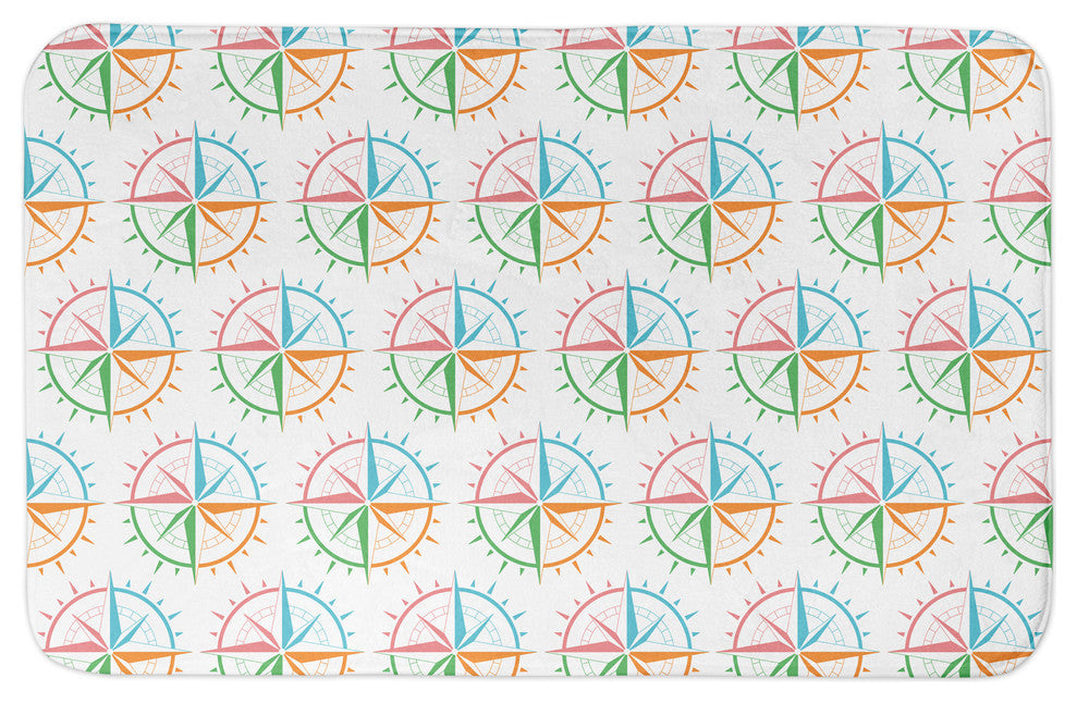 Colorful Compass Pattern 34x21 Bath Mat