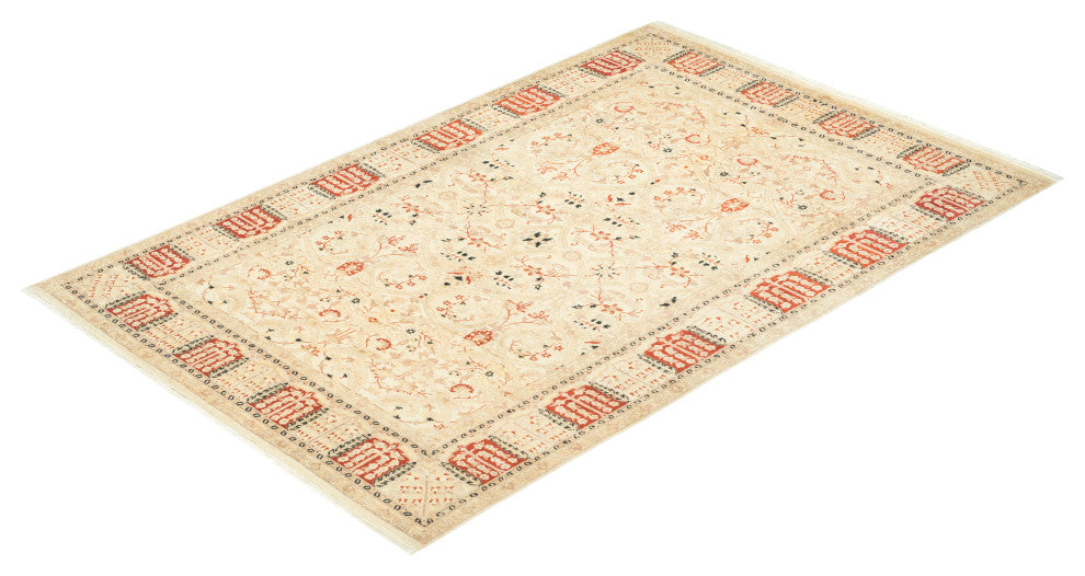 Mogul, One-of-a-Kind Hand-Knotted Area Rug Ivory, 5'0"x7'9"