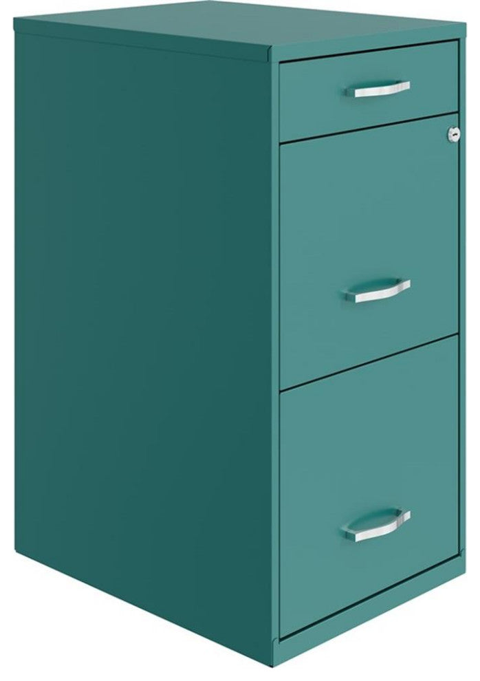 Space Solutions 18in Deep 3 Drawer Metal Organizer File Cabinet Teal/Turquoise