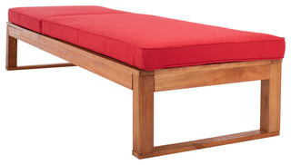 Safavieh Solano Sunlounger, Natural Wood/Red