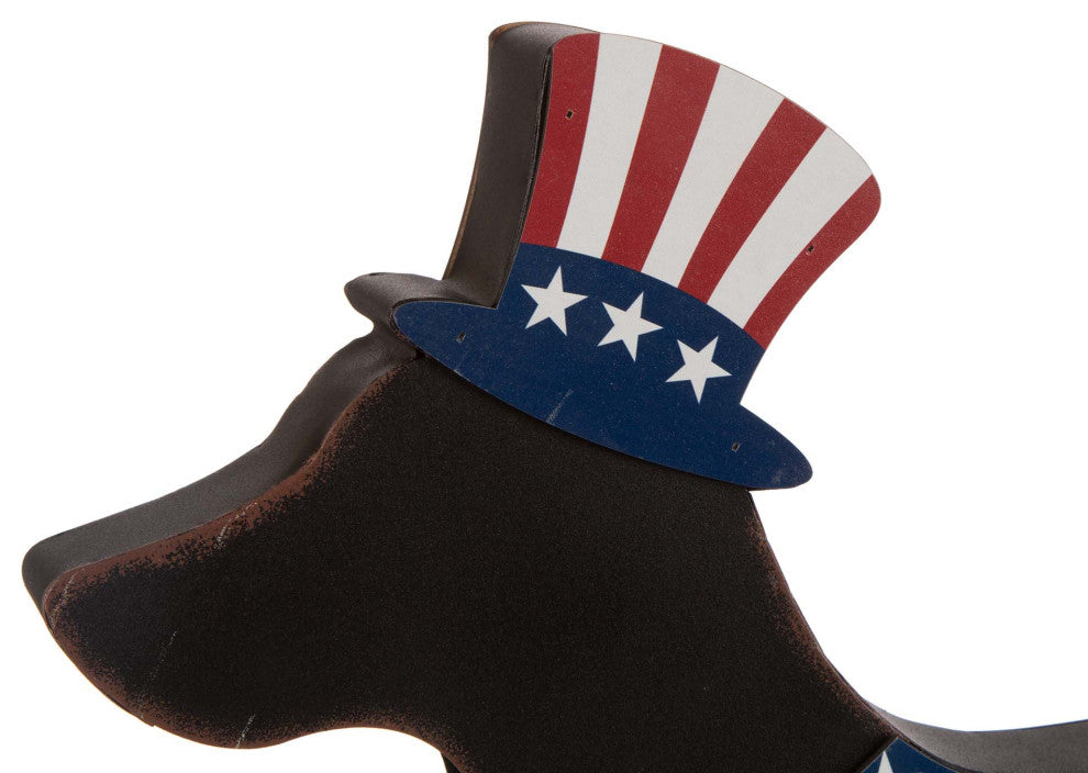 24.5"L Metal/Wooden Patriotic Double Sided Home/Welcome Dachshund Decorate