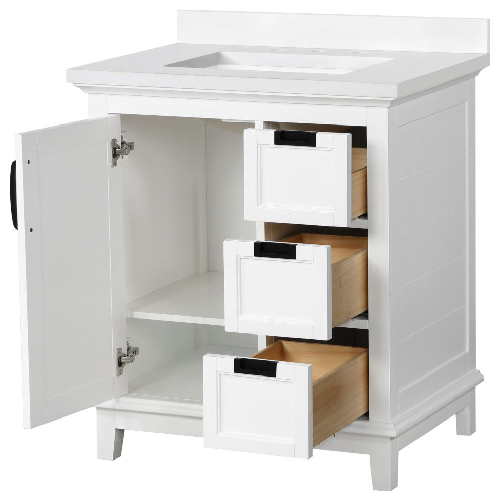 Ove Decors Pembroke 30" Single Sink Bathroom Vanity, White With Black