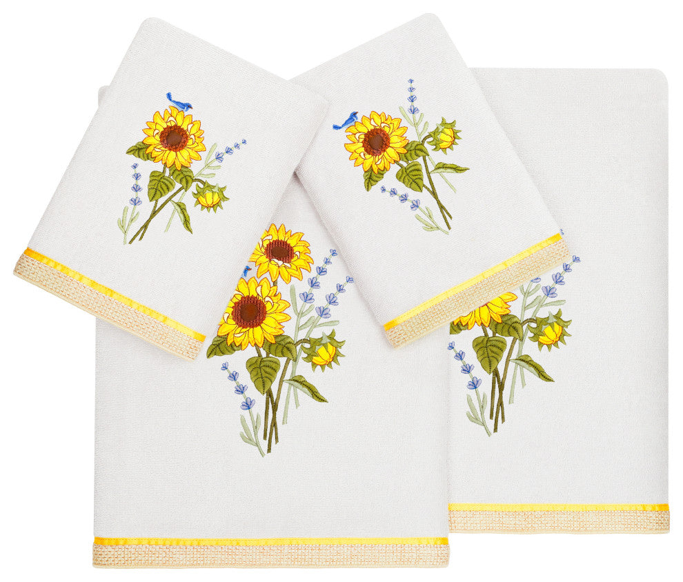 Linum Home Textiles 100% Turkish Cotton GIRASOL 4PC Embellished Towel Set