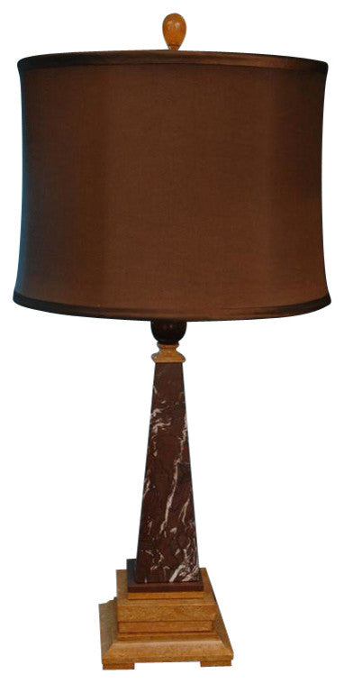 31" Tall Marble Table Lamp "Perseus", Chocolate and Caramel