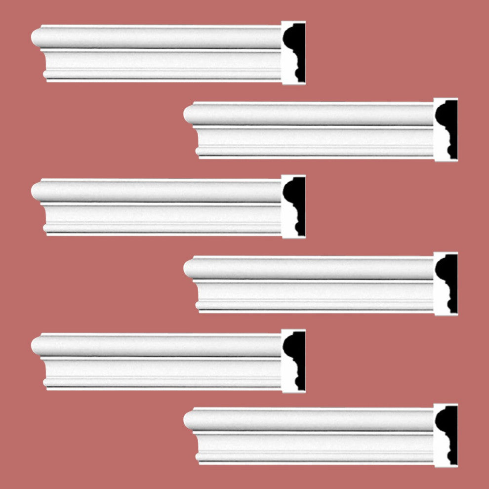 Cornice White Urethane Simple Design 6 Pieces Totaling 576" Length