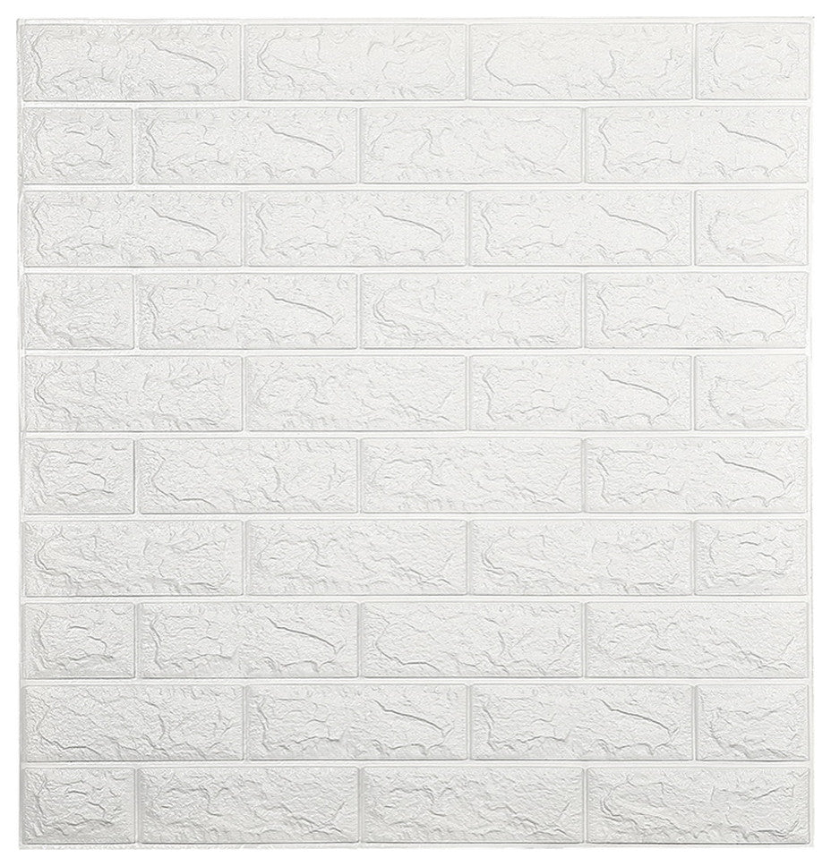 Off White Abstract Brick 3D Wall Panels, Set of 10, Covers 58 Sq Ft