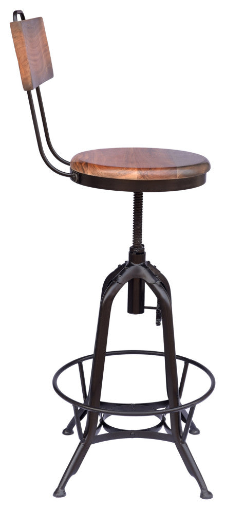 Christal Modern Industrial Acacia Wood Bar Stool