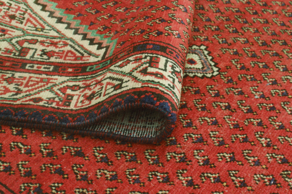 Fine Vintage Distressed Dziko Red/Ivory Runner, 3'4x10'0