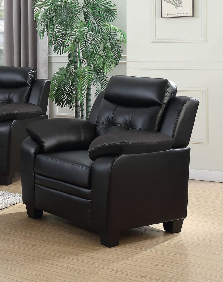 Tufted Leather Upholstered Chair, Black