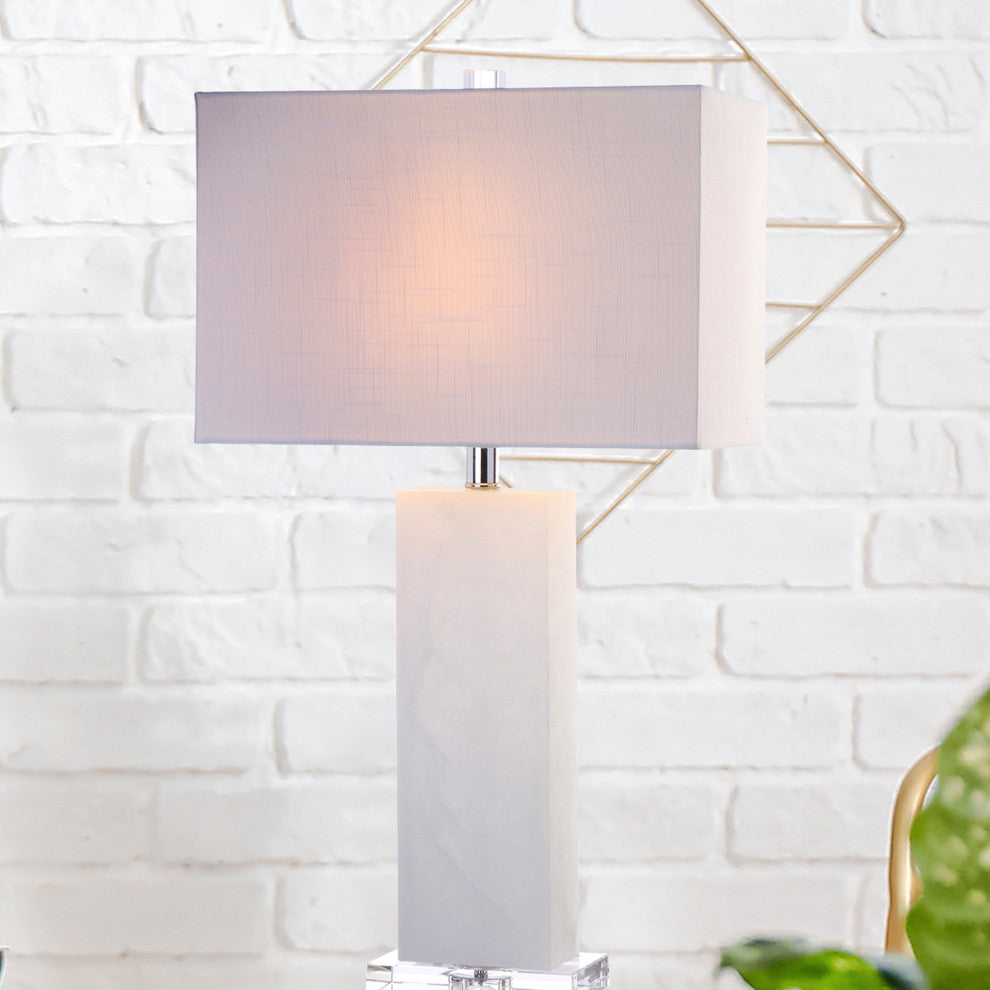 Tiggie 27" Alabaster Table Lamp, Natural and Chrome
