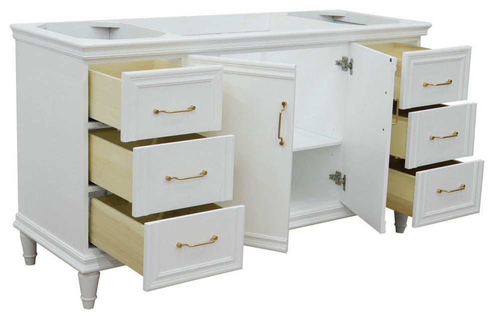 60" Single Vanity, White Finish, Cabinet Only