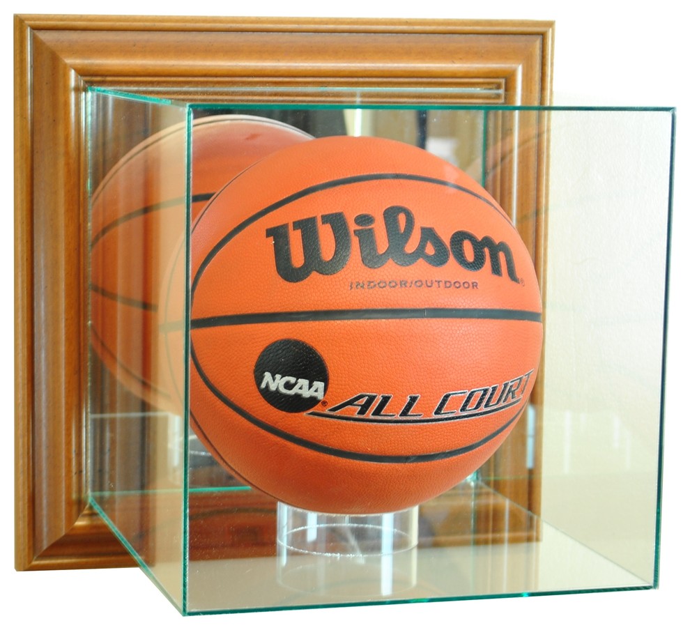 Wall Mounted Basketball Display Case, Walnut