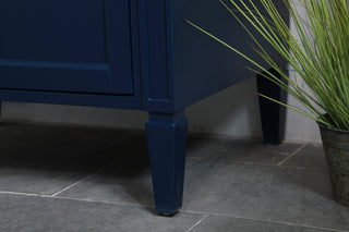 Home Living Vanity with Carrara White Marble Countertop, Blue, 30", Single Sink