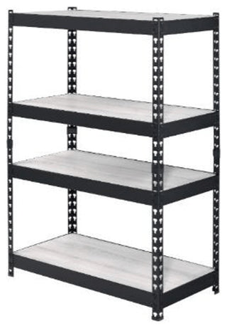 48" Brown and Black Metal Adjustable Four Tier Bookcase