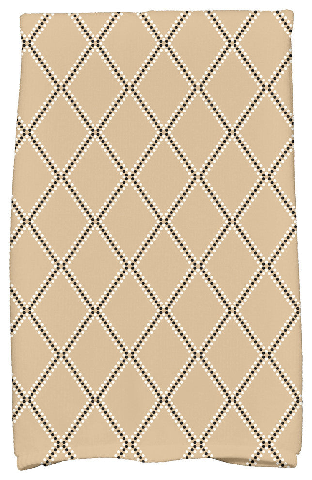 Diamond Dots Decorative Holiday Geometric Print Hand Towel, Taupe