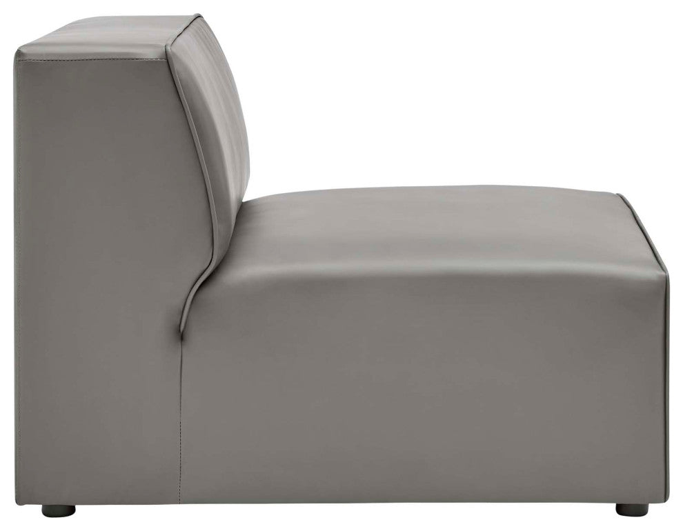 Mingle Vegan Leather 3-Piece Sectional Sofa, Gray